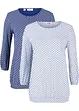 Shirt met print (set van 2), 3/4 mouw, bonprix