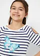 Meisjes T-shirt met cut-outs (set van 2), bonprix