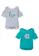 Meisjes T-shirt met cut-outs (set van 2), bonprix