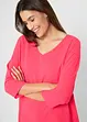 Wijde tuniek van viscose met puntige zijkanten, V-hals en 3/4 mouwen, bonprix