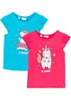Meisjes T-shirt (set van 2) van biologisch katoen, bonprix