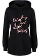 Trendy sweater met statement print en capuchon, bonprix