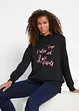 Trendy sweater met statement print en capuchon, bonprix