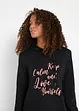 Trendy sweater met statement print en capuchon, bonprix