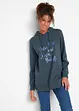 Trendy sweater met statement print en capuchon, bonprix