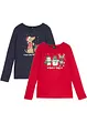 Meisjes kerst longsleeve van biologisch katoen (set van 2), bonprix