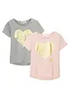 Meisjes T-shirt (set van 2) met katoen, bonprix