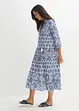 Crinkle midi jurk van katoen met zakken en 3/4 mouwen, bonprix