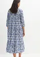 Crinkle midi jurk van katoen met zakken en 3/4 mouwen, bonprix
