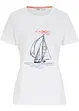 Katoenen T-shirt met print en zijsplitten, bonprix