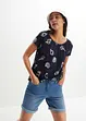 Gedessineerd carmen-shirt met ronde hals van biologisch katoen, bonprix
