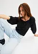 Katoenen shirtblouse met carréhals, halflange mouw, bonprix