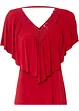 T-shirt met V-hals en gehaakte inzet, bonprix