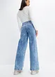 Wide leg jeans met mid waist en sierknopen, bonprix