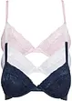 Push up bh met fijn kant (set van 3), bonprix