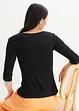 Geribd shirt met V-hals, halflange mouw, bonprix