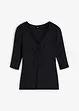 Geribd shirt met V-hals, halflange mouw, bonprix