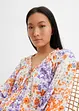 Wijde blouse in A-lijn met structuur, print en 7/8 mouwen, bonprix