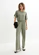 Jersey jumpsuit met rijgkoordjes en wijde pijpen, bonprix