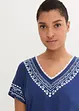 Comfortabel T-shirt met printed borduursel en biologisch katoen, bonprix