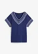 Comfortabel T-shirt met printed borduursel en biologisch katoen, bonprix