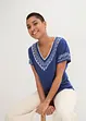 Comfortabel T-shirt met printed borduursel en biologisch katoen, bonprix