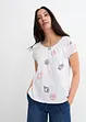 Gedessineerd carmen-shirt met ronde hals van biologisch katoen, bonprix