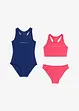 Meisjes badpak en bikini met gerecycled polyamide (3-dlg. set), bpc bonprix collection