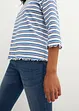 Geribd shirt met schulprandjes, 3/4 mouw, bonprix