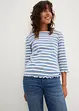 Geribd shirt met schulprandjes, 3/4 mouw, bonprix