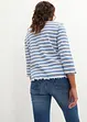 Geribd shirt met schulprandjes, 3/4 mouw, bonprix