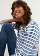 Geribd shirt met schulprandjes, 3/4 mouw, bonprix