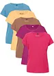 Shirt met ronde hals (set van 5), korte mouw, bonprix