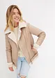 Lange shearling jas met imitatiebont, bonprix