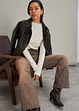 Wide leg jeans met vintage wassing, high waist, bonprix
