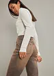 Wide leg jeans met vintage wassing, high waist, bonprix