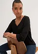 Blouse met lange mouwen en V-hals van vloeiende viscose, bonprix