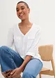 Blouse met lange mouwen en V-hals van vloeiende viscose, bonprix