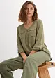 Blouse met lange mouwen en V-hals van vloeiende viscose, bonprix