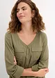 Blouse met lange mouwen en V-hals van vloeiende viscose, bonprix
