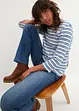 Geribd shirt met schulprandjes, 3/4 mouw, bonprix