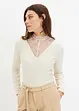 Geribd shirt met kanten halslijn, bonprix