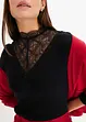 Geribd shirt met kanten halslijn, bonprix