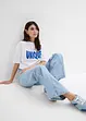 Wide leg jeans, high waist, low stretch, bonprix