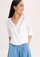 Shirt met 3/4 mouwen en kant in een wikkelllook, bonprix