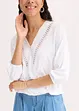Shirt met 3/4 mouwen en kant in een wikkelllook, bonprix