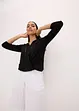 Shirt met 3/4 mouwen en kant in een wikkelllook, bonprix