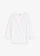 Shirt met 3/4 mouwen en kant in een wikkelllook, bonprix