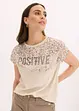 Shirt met geweven inzetstuk en glinsterende steentjes, bonprix