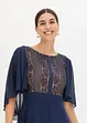 Chiffon jurk met cap en inzetstuk van kant, bonprix